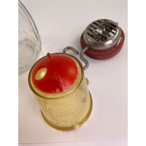 Vintage Glass Nut / Spice Red Grinder Turnkey with Plastic Measuring Cup Lid - Picture 6 of 10